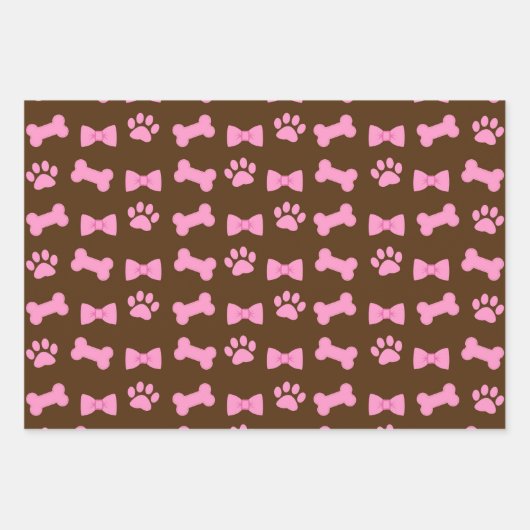 Dog Cat Paws and Ribbons Pattern Inpakpapier Vel (Voorkant 3)
