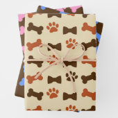 Dog Cat Paws and Ribbons Pattern Inpakpapier Vel (In situ)