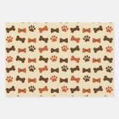 Dog Cat Paws and Ribbons Pattern Inpakpapier Vel (Voorkant)