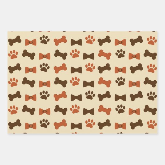Dog Cat Paws and Ribbons Pattern Inpakpapier Vel (Voorkant)