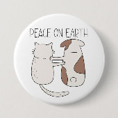 Dog Cat Peace on Earth Button (Voorkant)