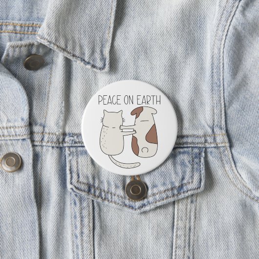 Dog Cat Peace on Earth Button (In situ)