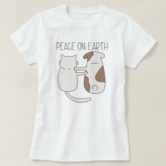 Dog Cat Peace on Earth T-Shirt (Design voorkant)
