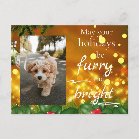 Dog Cat Pet Custom Photo Christmas Postcard Funny Feestdagenkaart (Voorkant)