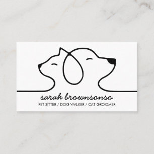Dog Cat Pet Line art. Logo diergeneeskundig Visitekaartje