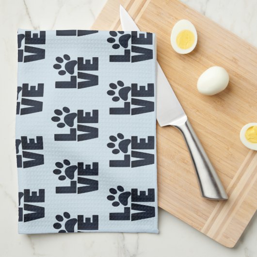 Dog Cat Pet Love Paw Prins Theedoek (Quarter Fold)