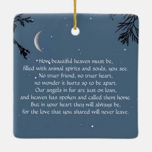 Dog Cat Pet Memorial Custom Name Spiritueel Poem Keramisch Ornament (Achterkant)