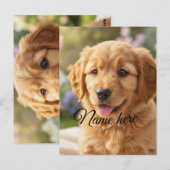 Dog cat pet name photo template simple minimal  briefkaart (Voorkant / Achterkant)
