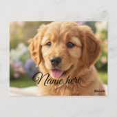 Dog cat pet name photo template simple minimal  briefkaart (Achterkant)