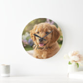 Dog cat pet name photo template simple minimal  grote klok (Huis)