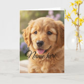 Dog cat pet name photo template simple minimal  kaart (Gele Bloem)