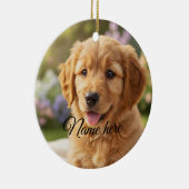 Dog cat pet name photo template simple minimal  keramisch ornament (Rechts)