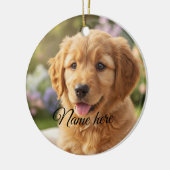 Dog cat pet name photo template simple minimal  keramisch ornament (Links)