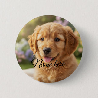 Dog cat pet name photo template simple minimal  ronde button 5,7 cm