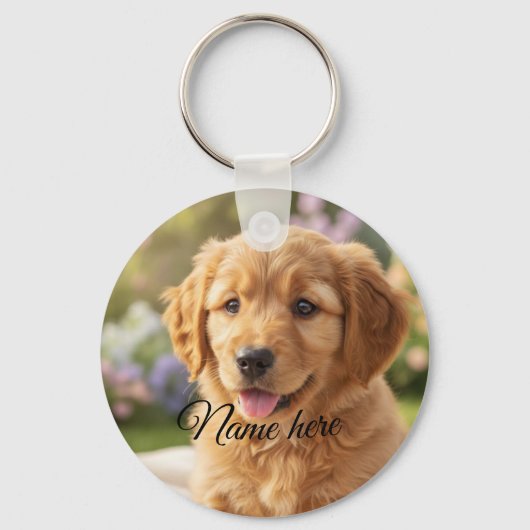 Dog cat pet name photo template simple minimal  sleutelhanger (Voorkant)