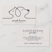 Dog Cat Pet Sitting Grooming Boarding Ivory Navy Visitekaartje (Voorkant / Achterkant)