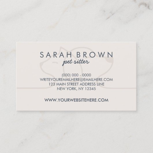 Dog Cat Pet Sitting Grooming Boarding Ivory Navy Visitekaartje (Achterkant)