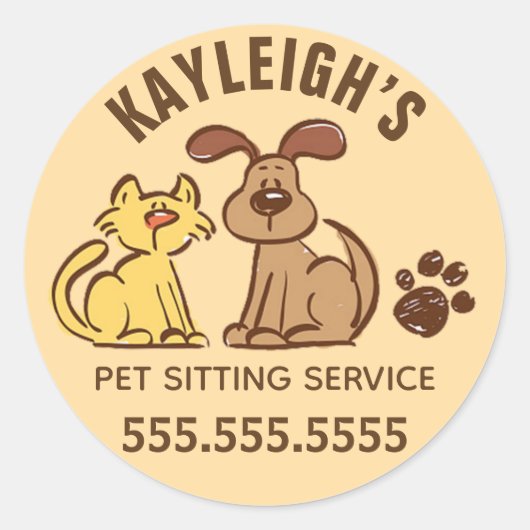 Dog Cat Pet Sitting Sticker (Voorkant)
