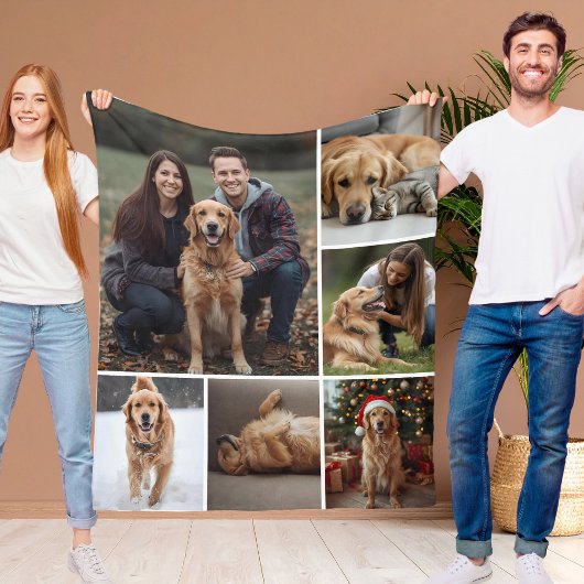 Dog Cat Picture Fleece Blanket Photo Collage Pets