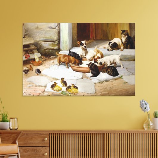  Dog Cat Puppy Kitten Keuken Canvas Afdruk (Insitu (Woonkamer))