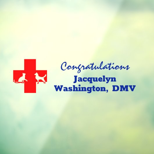 Dog Cat & Red Cross Gefeliciteerd dierenarts Raamsticker (Vel 3)