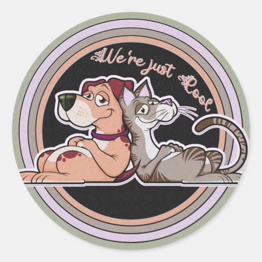 Dog Cat Relatie Ronde Sticker (Voorkant)