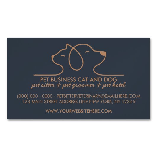Dog Cat Simple Line Logo Veterinary Pet Magnetisch Visitekaartje (Voorkant)