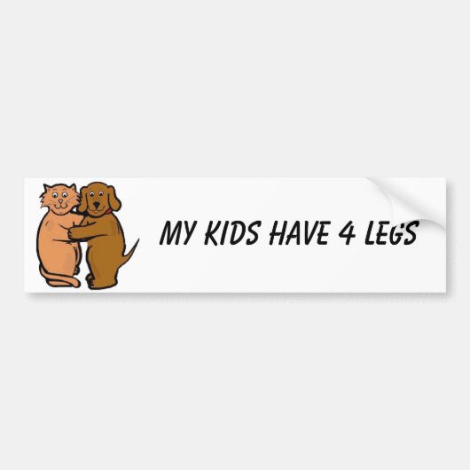 Dog & Cat Smile Bumpersticker Mijn Kinderen hebben (Voorkant)
