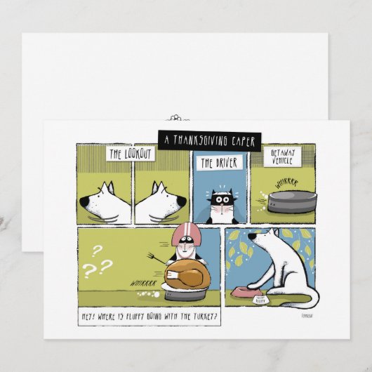 Dog Cat Thanksgiving Caper Feestdagenkaart (Voorkant / Achterkant)