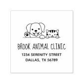 Dog Cat Veterinarian Animal Clinic Address Zelfinktende Stempel (Design)