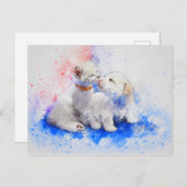 Dog Cat Waterverf Love Cuteness Briefkaart (Voorkant / Achterkant)