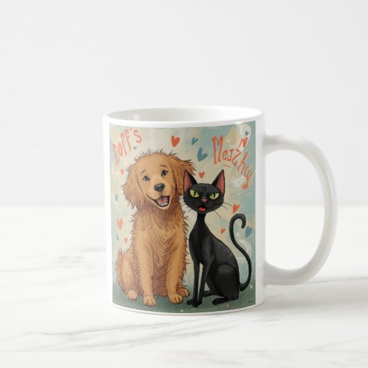 Dog & Cat Whimsical Coffee Mug – Cozy Kind_Ones Koffiemok (Rechts)