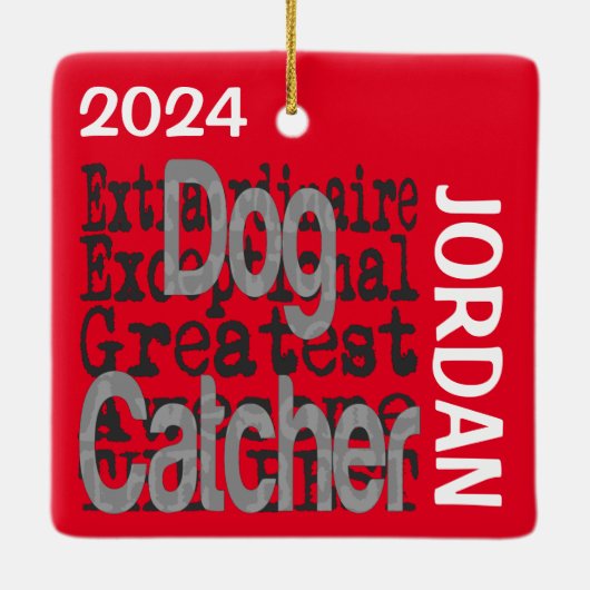 Dog Catcher Buitengewone Aangepaste Keramisch Ornament (Achterkant)