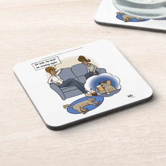 Dog Chasing Dream Beverage Coaster Bier Onderzetter (Linkerzijde)