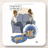 Dog Chasing Dream Beverage Coaster Bier Onderzetter (Voorkant)