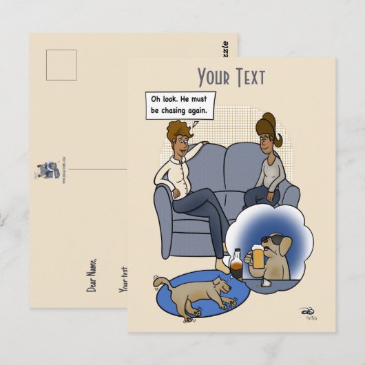 Dog Chasing Dream Briefkaart (Voorkant / Achterkant)