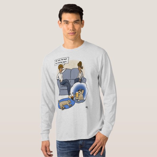 Dog Chasing Dream Mannen T-shirt (Voorkant volledig)