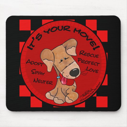 Dog Checker Board-uw beweging Muismat (Voorkant)