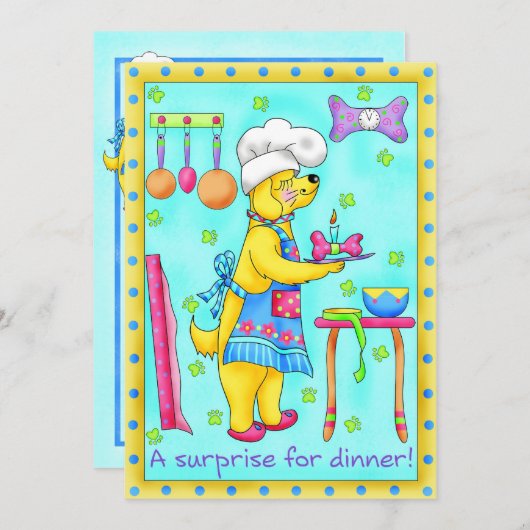 Dog Chef Invitation Kaart (Voorkant / Achterkant)