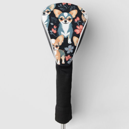 Dog Chihuahua Floral Golfheadcover (Voorkant)