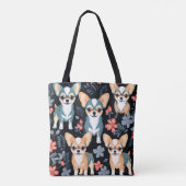 Dog Chihuahua Floral Tote Bag (Achterkant)