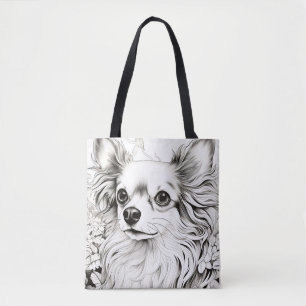 Dog Chihuahua Vreedzame Natuur Prairie Sketch Pet Tote Bag