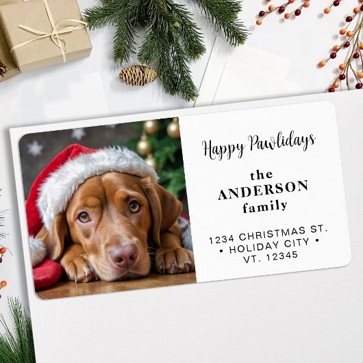 Dog Christmas Custom Photo Modern Retour Adres Etiket