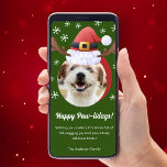 Dog Christmas Foto w Santa Reindeer Pet Digitaal Feestdagenkaart<br><div class="desc">Dit feestelijke 4x8 wenskaart is ideaal voor alle hondenliefhebbers in je leven! Met een schattige foto van een hondje met een kerstmuts met rendiergeweien tegen een groene achtergrond, brengt deze leuke kaart zeker een glimlach op ieders gezicht. De foto kan worden veranderd in een foto van je eigen pup of...</div>