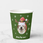 Dog Christmas Foto's w / Santa Rendier Antler Pett Papieren Bekers (Voorkant)