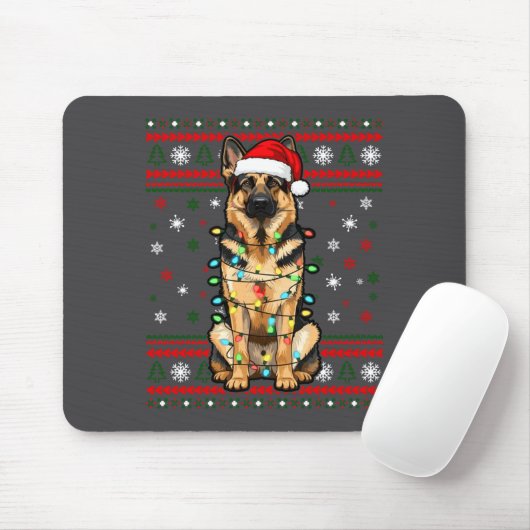 Dog Christmas, German Shepherd Christmas Lights Ug Muismat (Met muis)