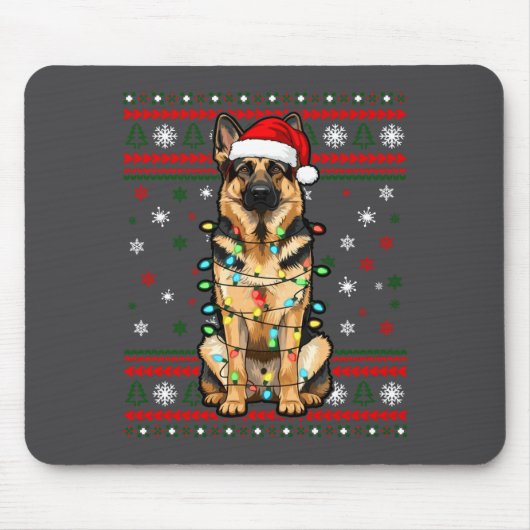 Dog Christmas, German Shepherd Christmas Lights Ug Muismat (Voorkant)
