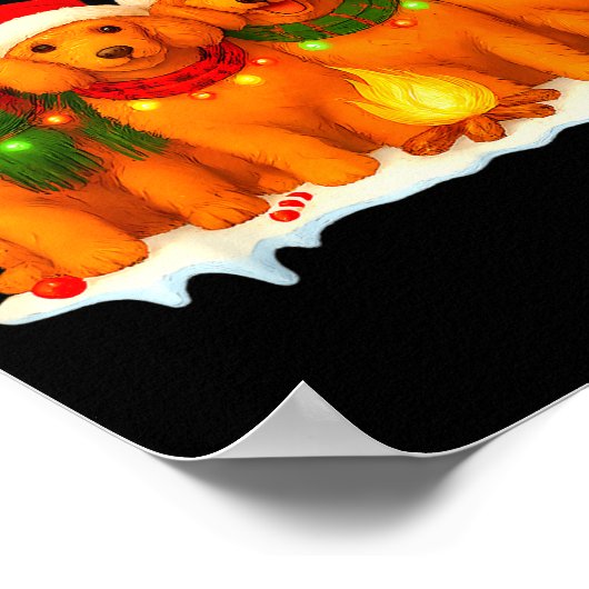 Dog Christmas Light Reindeer Santa Christmas Odle  Poster (Hoek)