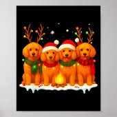 Dog Christmas Light Reindeer Santa Christmas Odle  Poster (Voorkant)