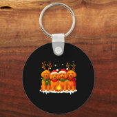 Dog Christmas Light Reindeer Santa Christmas Odle  Sleutelhanger (Voorkant)